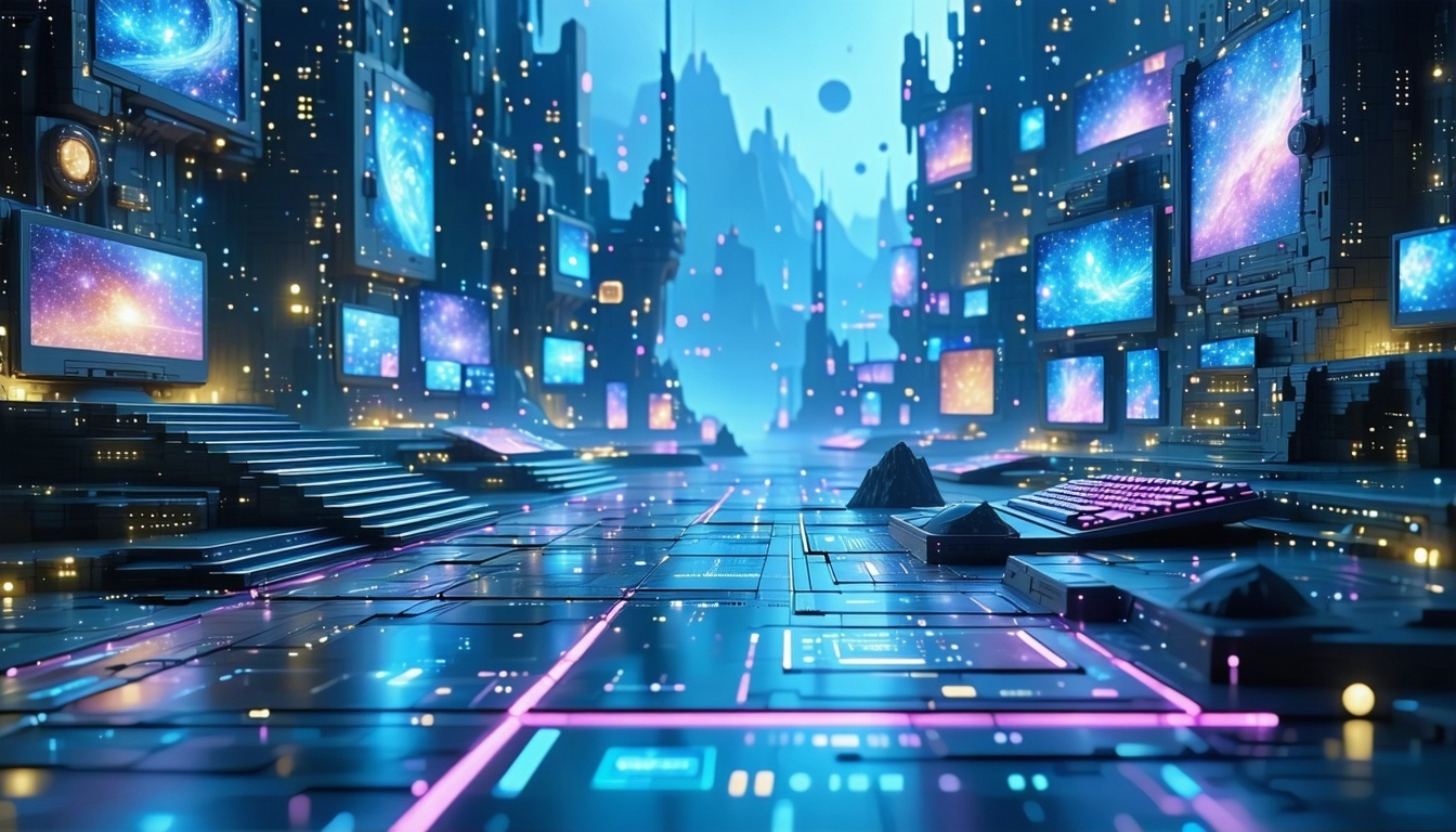 A futuristic digital landscape showcasing cutting-